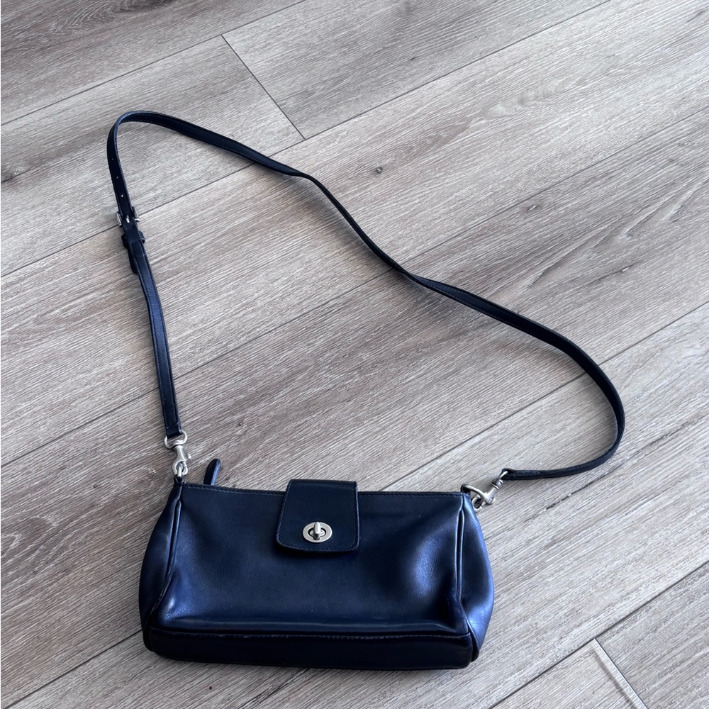 Vintage Coach Black Leather Bag